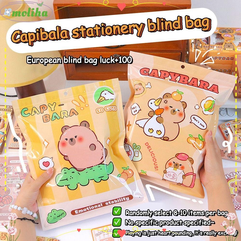 Bộ văn phòng phẩm máy tính xách tay MOLIHA Capybara, Phim hoạt hình vui nhộn Capibara Văn phòng Túi 