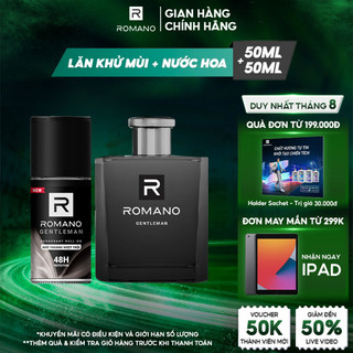 Combo Hương nước hoa Romano Gentleman: Lăn khử mùi 50ml và Nước hoa cao cấp 50ml