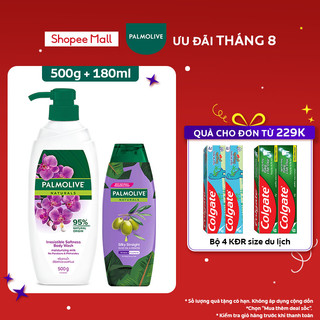 Sữa tắm Palmolive 100% chiết xuất từ hoa phong lan 500g và Dầu gội Palmolive có dầu xả karetin & dầu oliu 180ml