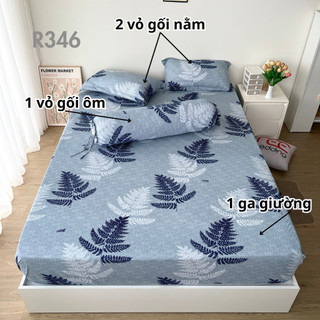 Bộ ga giường thun lạnh 4 món R346 in 3D REE Bedding đủ size drap trải nệm