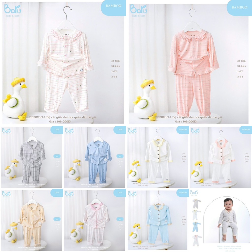 BARU - Bộ quần áo pijama cho bé từ 9 tháng đến 4 tuổi