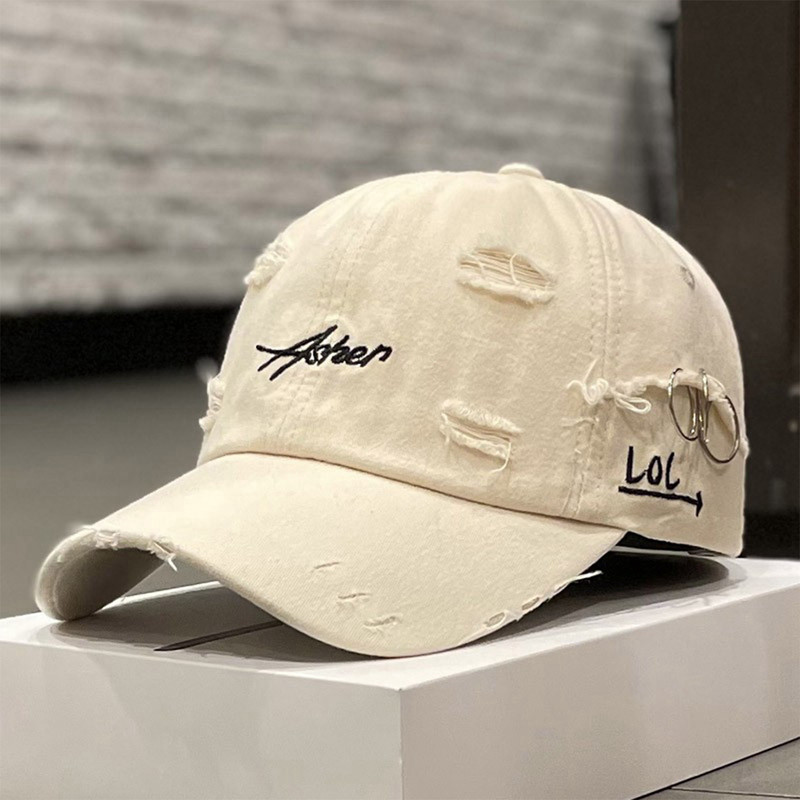 Vintage Rách Mũ Bóng Chày Rửa Đau Khổ Bố Nón Thêu Chữ Unisex Hip Hop Mũ Chống Nắng Cho Nữ & Nam