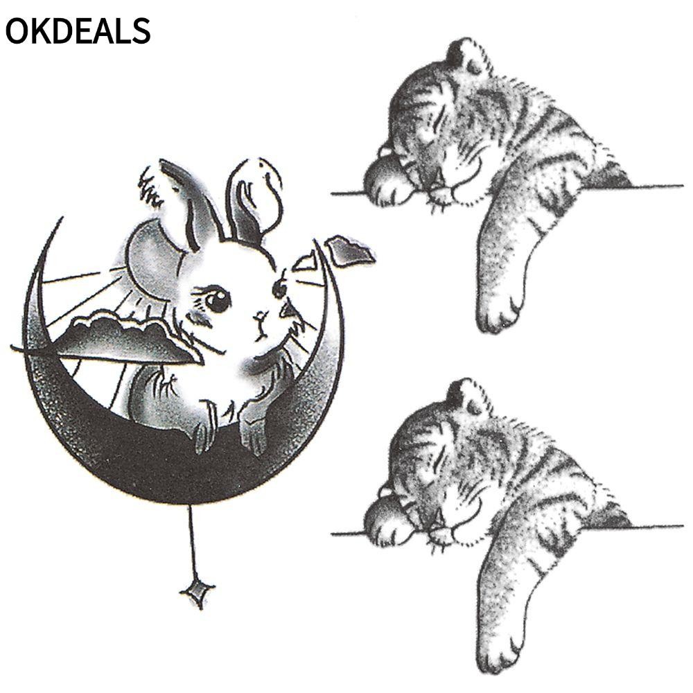 OKDEALS Xăm Dán Tạm Thời Hình Mặt Trăng Cá Tính