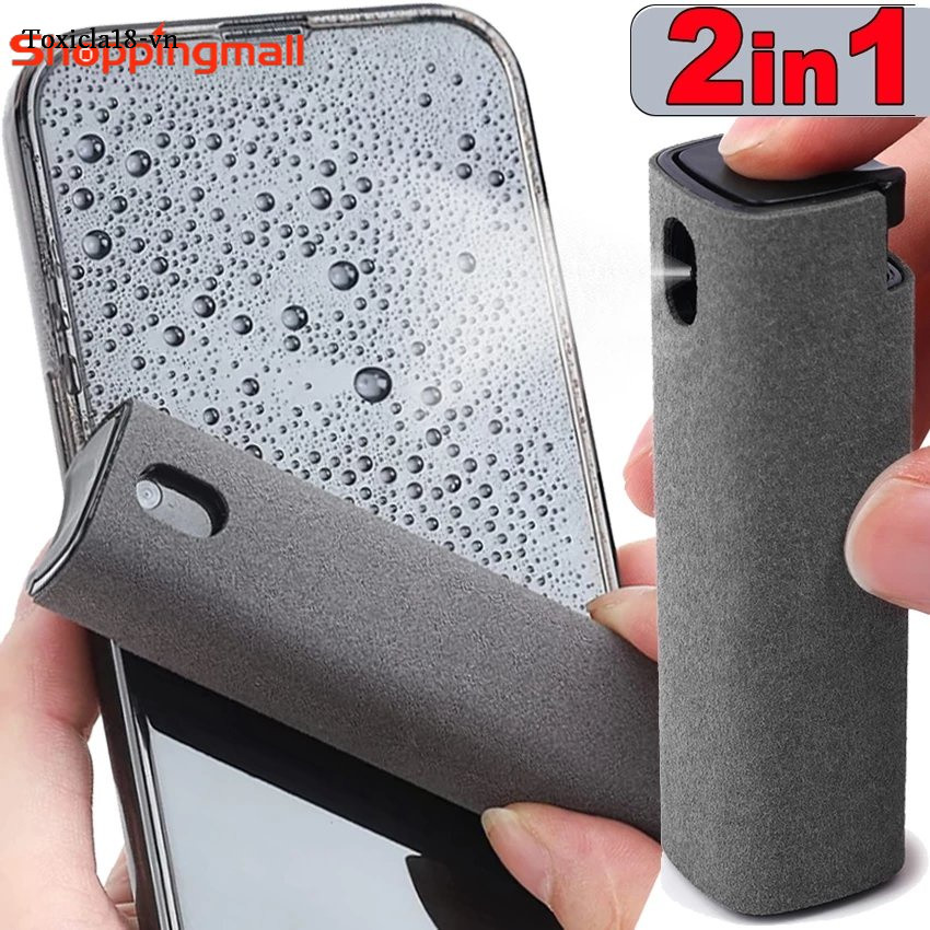 2 In1 Microfiber Screen Cleaner Chai xịt rỗng / Điện thoại di động Máy tính vải sợi nhỏ Khăn lau điện thoại / Máy tính bảng di động Đánh bóng màn hình Bộ làm sạch rỗng