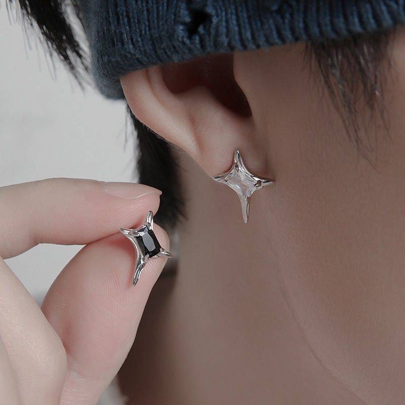 Original Asterism Earrings High-Grade Men's Niche Zircon 2023 New Fashion Design Couple Men's Sterli