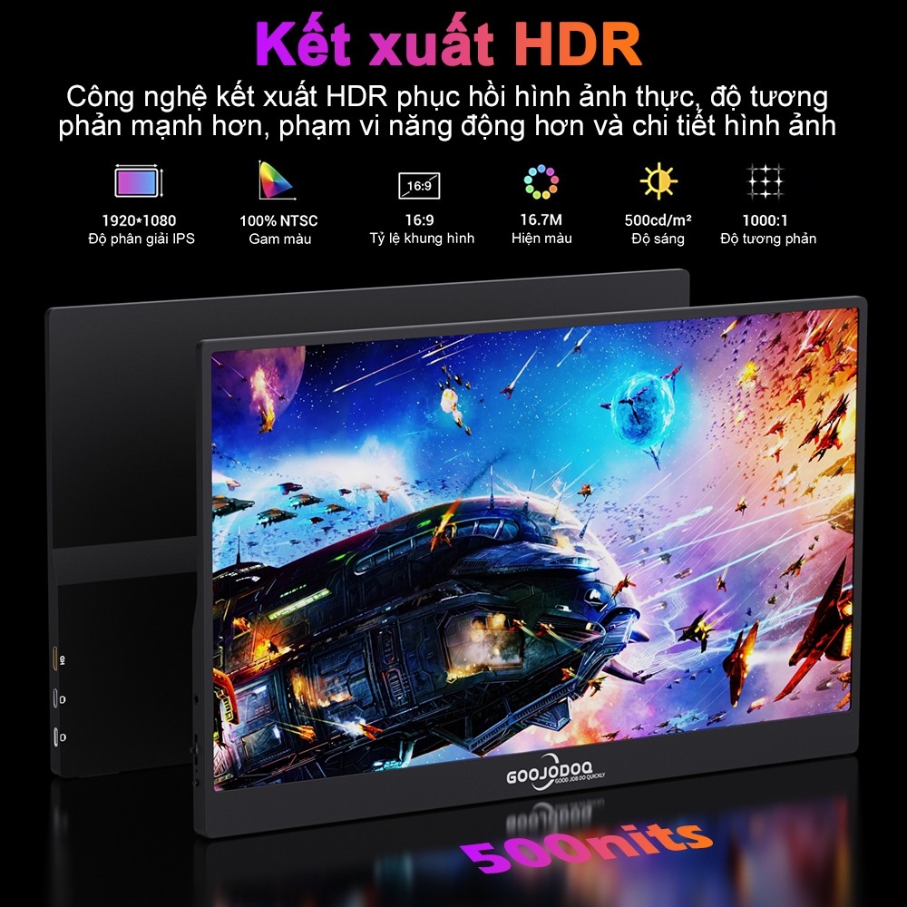 Màn hình Di Động gaming GOOJODOQ 15.6inch 1080P  100%RGB Đế Kéo Dài Ps4 Android Switch Macbook HDMI | BigBuy360 - bigbuy360.vn