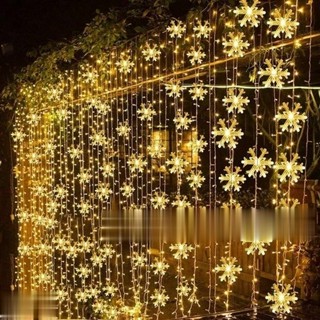 Dây đèn led họa tiết bông tuyết trang trí cây thông giáng sinh noel cửa sổ/sân vườn/nội thất/ngoài trời 10m