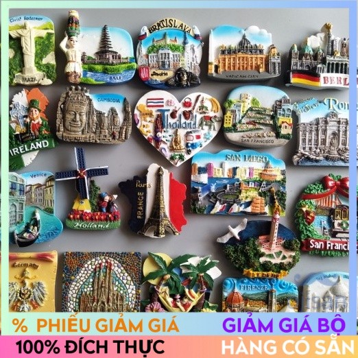 [Magnet] [Nam châm]  Sticker Dán Tủ Lạnh Nhiều Quốc Gia