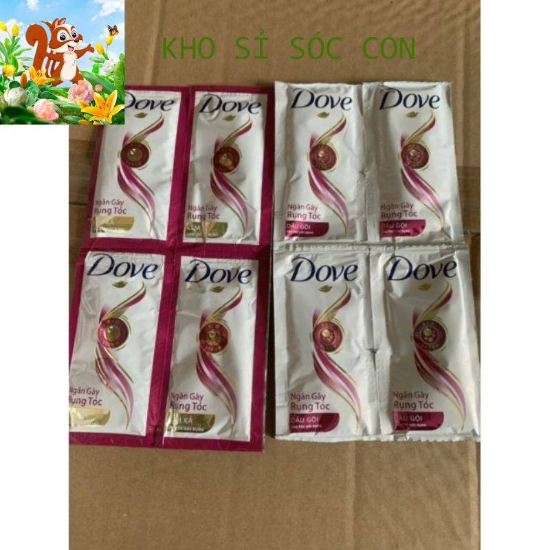 50 Gói - Dầu gội Dove Ngăn Gãy Rụng Tóc + Dầu xả Dove Ngăn Gãy Rụng Tóc soc.con92