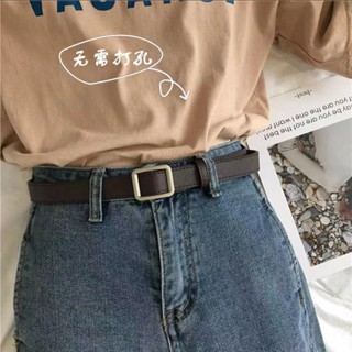 Thắt lưng nữ khóa chữ nhật màu bạc - Phong cách basic, đơn giản