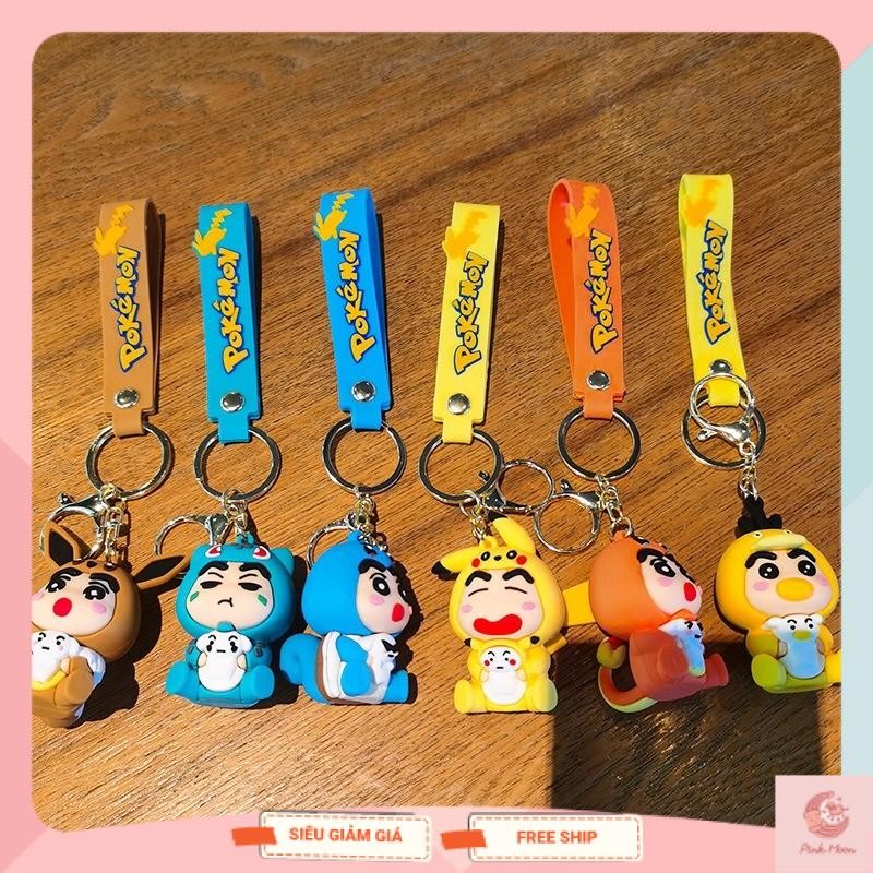 Móc khóa Shin cậu bé bút chì hóa trang Pokemon, móc khóa Shin cậu bé bút chì Pokemon