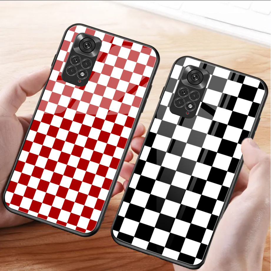 Ốp Điện Thoại Kính Cường Lực Checker Checker Checker Cho Xiaomi Redmi Note 13 pro plus 12 4G 11 10 5