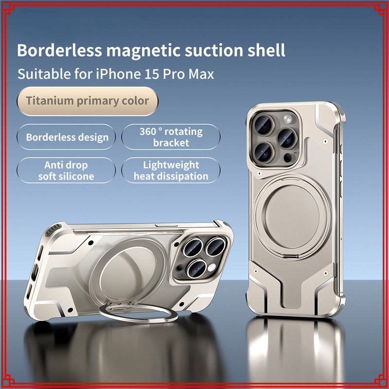 Ốp điện thoại hợp kim nhôm cho iPhone 16 15 14 13 PRO MAX vỏ bảo vệ kim loại 16 15 Plus Vỏ trong suốt cao cấp được trang bị giá đỡ xoay