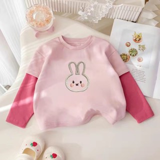 T TIINGXUYU Áo Thun Bé Gái Xuân Thu Phong Cách Mới Trẻ Em Phong Cách Phương Tây Mùa Thu Dài Tay Áo Bé Gái Quần Áo Mùa Thu Cotton Nguyên Chất Đáy Áo T