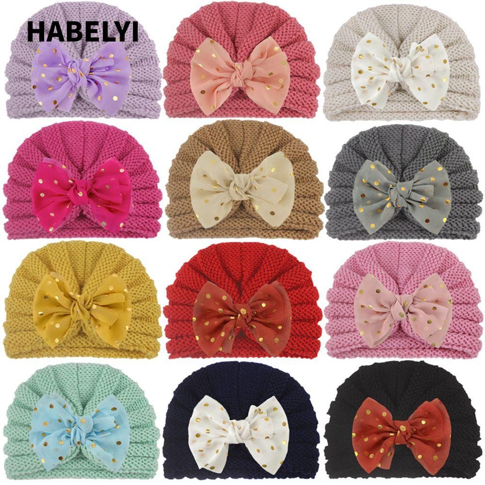 HABELYI Mũ Turban Đan Len Co Dãn Cho Bé