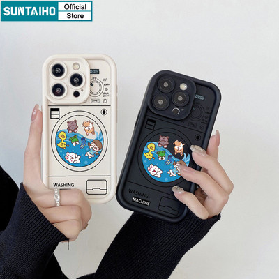 Suntaiho Vỏ Ngộ nghĩnh Búp Bê Máy Giặt Họa Tiết Ốp lưng Cho Iphone 16 15 14 13 12 11 Pro Max IP 7 8 Plus Iphon X Xs XR Xs Max Silicon Mềm Cao Cấp Chống Sốc Ốp Lưng