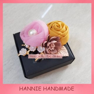 Hoa Cài Áo Handmade  hoa hồng cuộn mix phối phụ kiện [𝗛𝗔𝗡𝗡𝗜𝗘 𝗛𝗔𝗡𝗗𝗠𝗔𝗗𝗘]