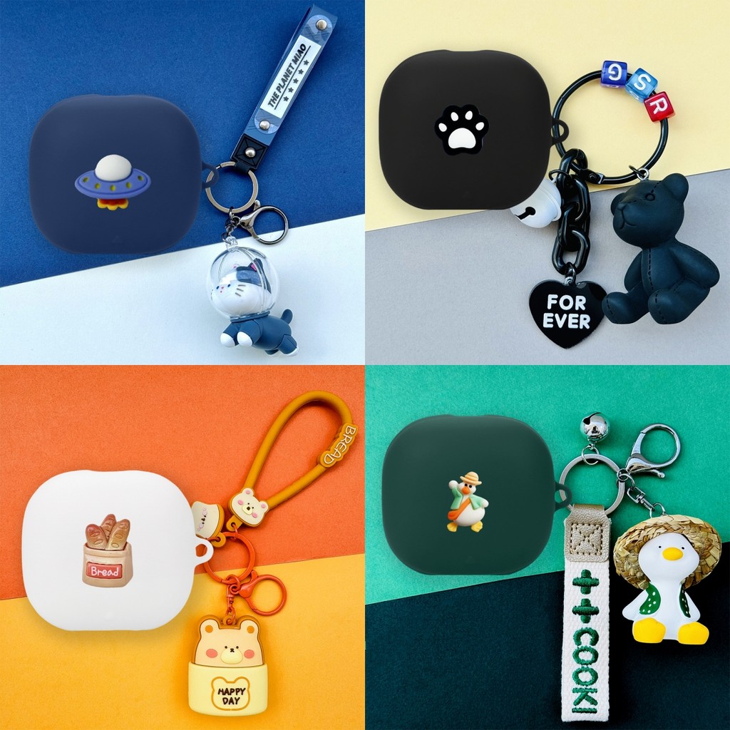 for Anker Soundcore Liberty 4 Pro Case Cartoon Toast Bread Keychain Pendant Soundcore Liberty 4 Pro 