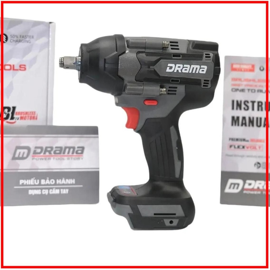 Thân Máy Siết bulong DRAMA D5598 FLEX Lực siết 800 Nm đầu đặc 1/2 tiện dụng đa năng, siet bulong pin