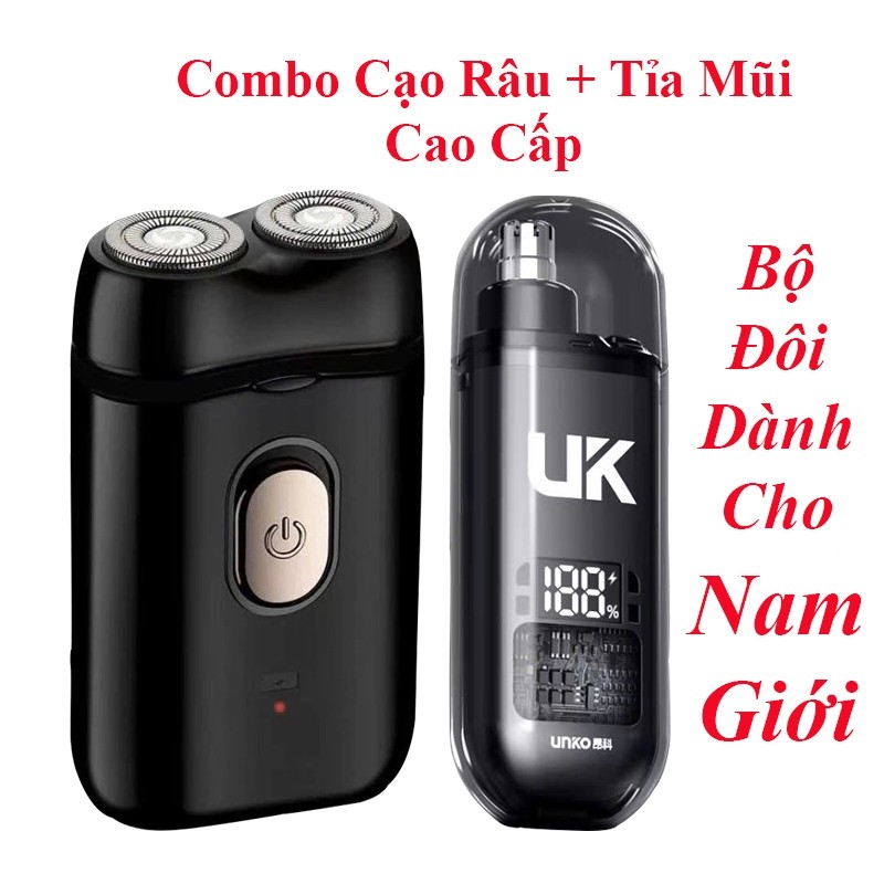 Combo 2 Máy Gồm 1 Cạo Râu Ridian + 1 Máy Tỉa Lông Mũi UK Cao Cấp, An Toàn, Tiện Lợi Cho Nam Giới - DSS