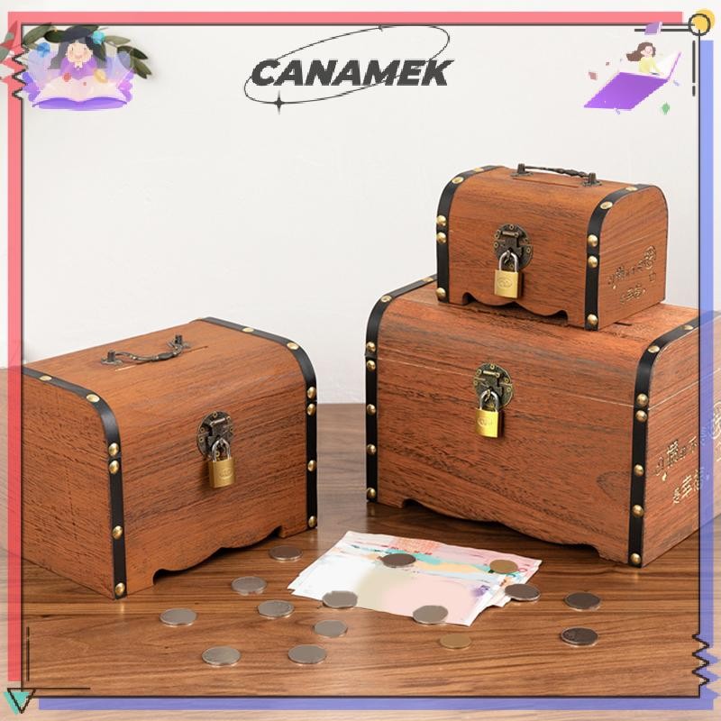 CANAMEK 1 Bộ Vintage Kho Báu Hộp Bảo Quản Kho Báu Bằng Gỗ Ngực Có Khóa Heo Đất Tổ Chức Hộp Tiết Kiệm