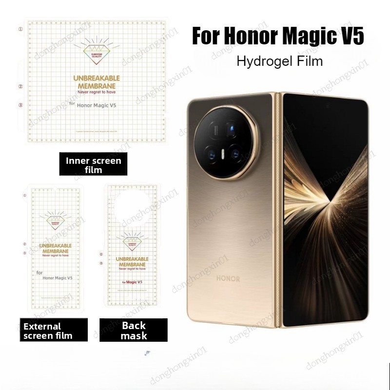 Dành Cho Honor Magic V5 Mặt Trước Mặt Sau Bảo Vệ Màn Hình Phim Hydrogel Mềm 3 Trong 1 Trong Suốt Cho