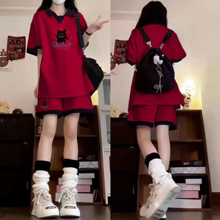 Bộ đồ thể thao Nữ mùa hè phong cách trẻ trung: quần short + áo tay ngắn rộng rãi