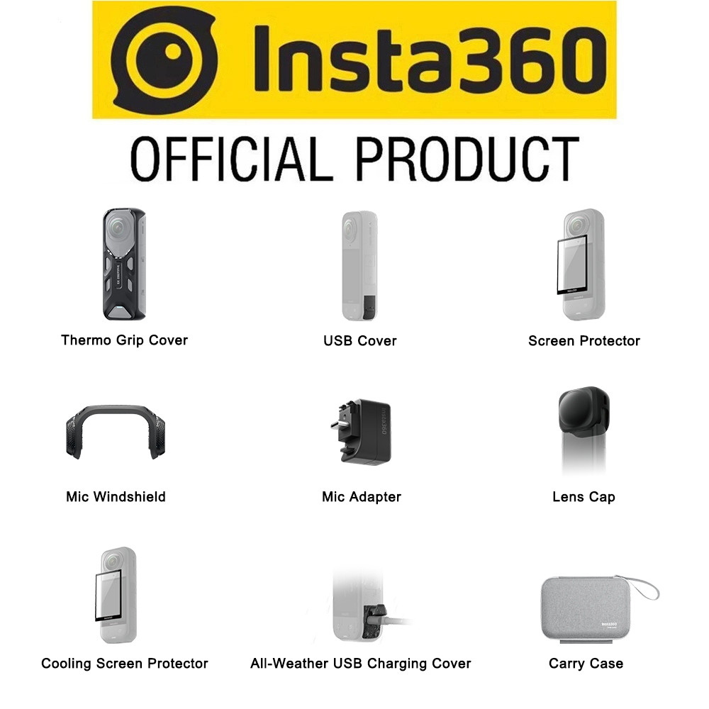 Phụ kiện Insta360 X5 — Bảo vệ màn hình Insta360 X5 、 Nắp ống kính X5 、 Hộp đựng X5 、 Bộ chuyển đổi M
