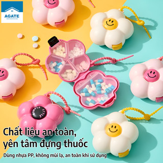  Hộp thuốc xách tay Hình bông hoa Hộp đựng thuốc mini Lưu trữ các vật dụng nhỏ chất liệu nhựa PP nhiều ngăn 