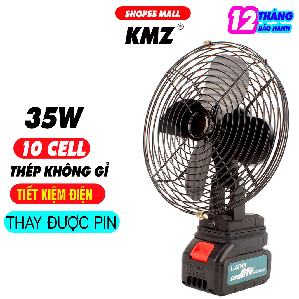 [VỪA MỞ BÁN] Quạt Tích Điện Để Bàn Pin 10 Cell - Lồng Sắt, 2 Tốc Độ, Bảo Hành 1 năm