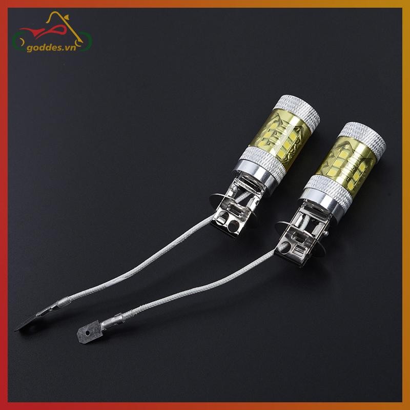 Goddes 2 Đèn LED Sương Mù 12-24V H3 80W 16 SMD Đèn LED Ô Tô Sương Mù Màu Vàng Cao Cấp VN