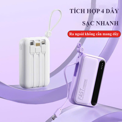 Bộ sạc nhanh combo dây sạc 20000mAh có tích hợp 4 cáp sạc đèn led hiện thị dung lượng tiện lợi nhỏ gọn