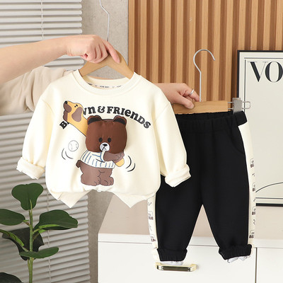 Set Bộ Áo Thun Tay Dài Sweeter Gấu Bóng Chày Quần Dài Bé Trai 1-5 Tuổi MINTSCLOSET Quảng Châu TD4419