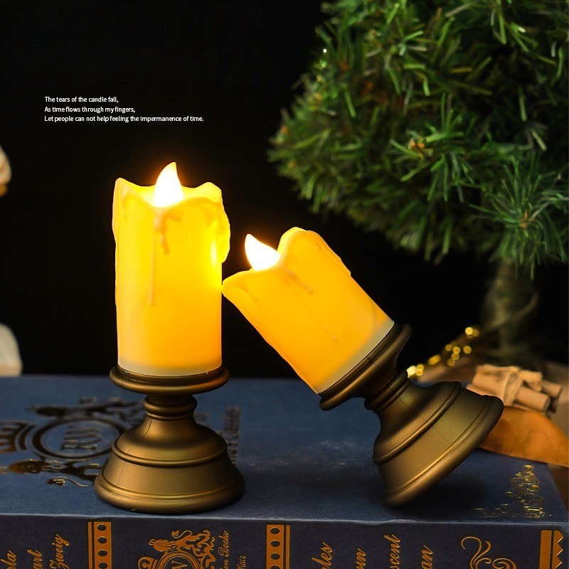 [Sẵn Sàng] Đèn Nến Điện Tử Mô Phỏng Deepavali Cho Lễ Hội Trang Trí Để Bàn Diwali Retro Chân Nến Ánh 