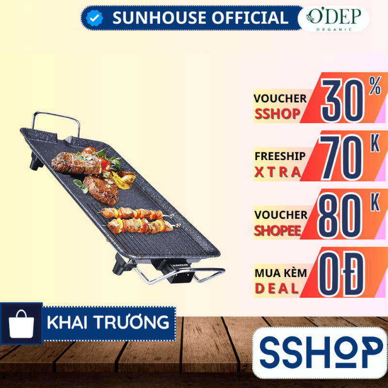 Bếp nướng điện không khói Sunhouse SHD4607 1500W , Kích thước 47x23cm - SSHOP SSO
