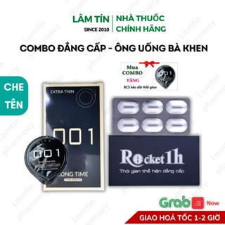 ✔(Mua  Tặng 1 bcs kéo dài chính hãng ) Combo ROCKET 1H tăng cường sức khoẻ nam, bổ thận hộp 6 viên và Bao keo dài 001