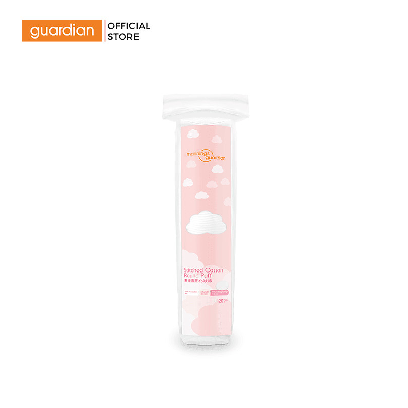Bông Tẩy Trang Dạng Tròn Dập Viền Mannings Guardian Stitched Cotton Round Puff  120 Miếng | Guardian