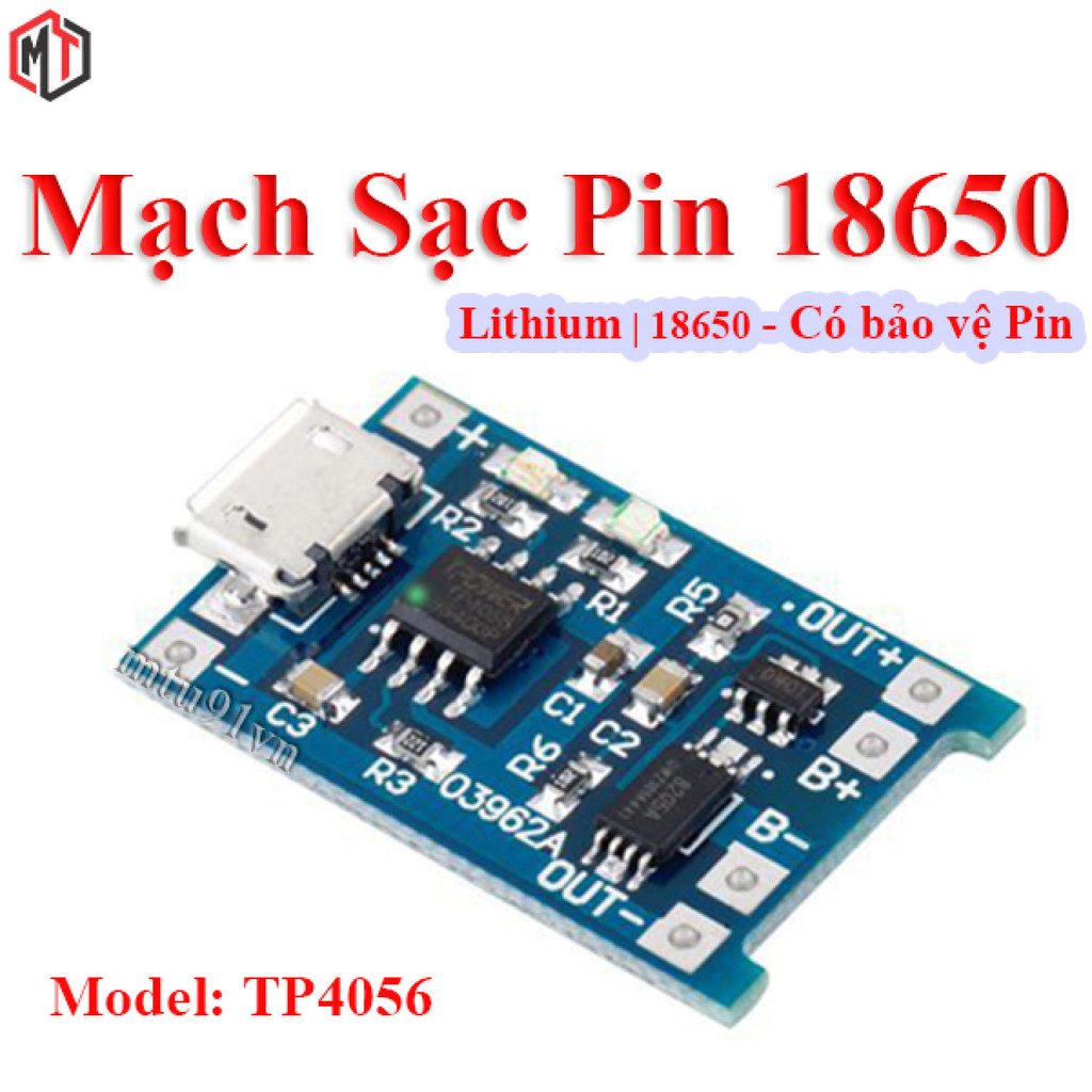 051 Mạch Sạc Pin Lithium - Li-ion - 18650 TP4056 Có Bảo Vệ Pin