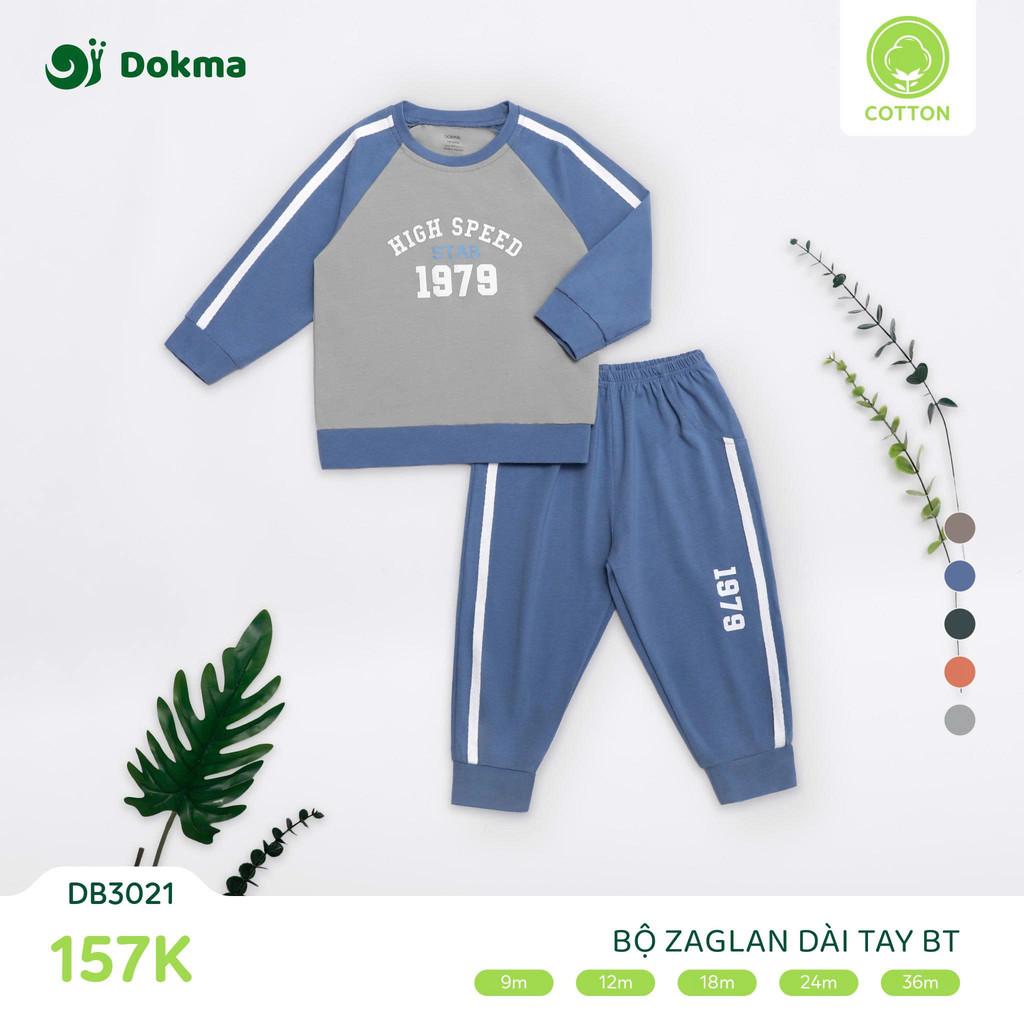 Bộ dài tay bé trai dokma DB3021 (9-36M) chất liệu cotton mềm mịn