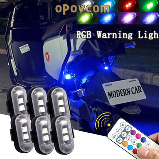 6 chiếc usb không dây sạc điều khiển từ xa led chống va chạm đèn cảnh báo an toàn xe máy nhấp nháy rgb đuôi đèn tín hiệu mini 4 cái / 2 cái / 1 cái
