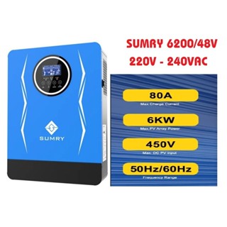  Hybrid Inverter SUMRY  6.2KW 48V AC220-240V 110A MPPT PV 55V-450V- Biến tần năng lượng mặt trời  - Mẫu mới SUMRY 6.2KW 
