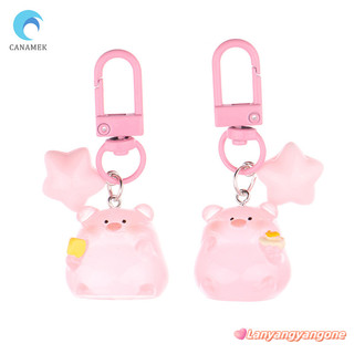 Canamek 3d hồng dạ quang lợn ngôi sao móc khóa mặt dây chuyền hoạt hình nhựa heo móc khóa quyến rũ móc khóa treo móc khóa cho bé gái bé trai mới