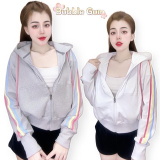 Áo Khoác Thun Gân Sọc Basic Chống Nắng Nón TO Form Lửng 4 Túi By BUBBLE GUM