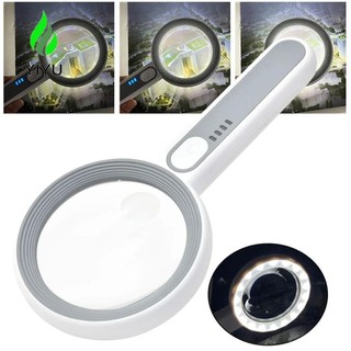 YIYU lúp cầm tay, Kính lúp chiếu sáng ống kính Loupe, Di động có đèn LED có thể sạc lại 3 chế độ chiếu sáng Kính lúp đọc sách Trang sức