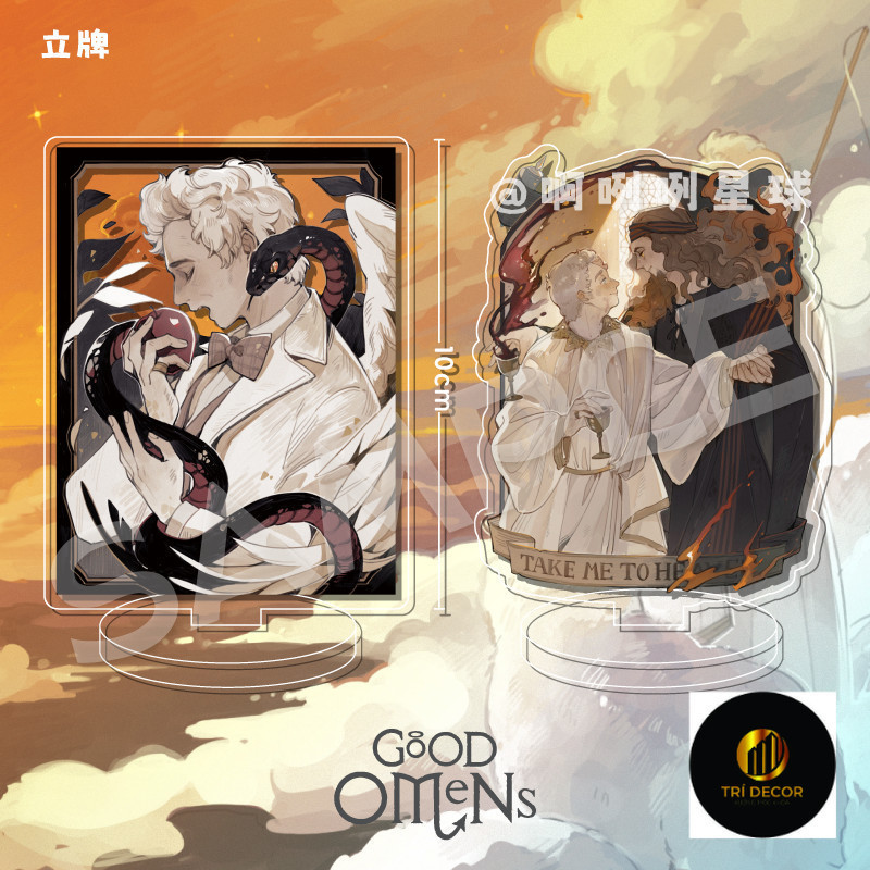 Móc Khoá, Standee, Tranh Kính Mô Good Omens Season Crowley Aziraphale Anime Trang Trí Bàn Học, Làm V