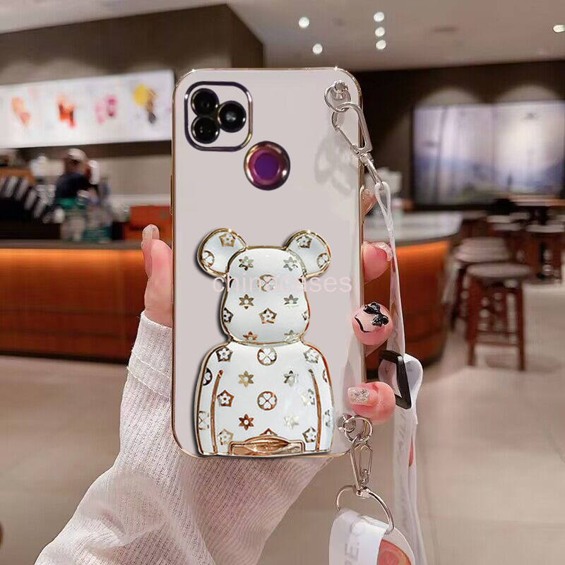 Ốp lưng ITEL Vision 1 Plus P36 P36 Pro W6501 L6501 P36 LTE Vỏ giá đỡ dây đeo chéo gấu bạo lực mạ điệ