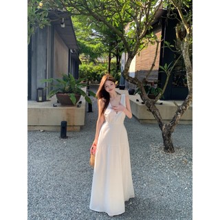 「Nonfatgirl」Phiên bản Hàn Quốc Slim-fit Slimmer Look Mid-Length Design Back Cross Chữ V Cổ Hẹp-Waist