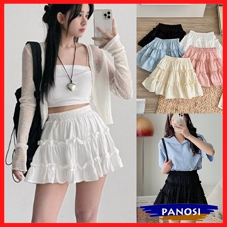 Chân váy lolita trắng xòe dáng ngắn kèm quần bảo hộ cho nữ , chân váy kiểu bèo 2 tầng Hàn Quốc CV321 PANOSI