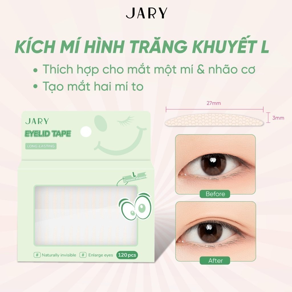Miếng Dán Kích Mí Tàng Hình Tự Nhiên Jary Eyelid Tape Hàn Quốc 120 Miếng