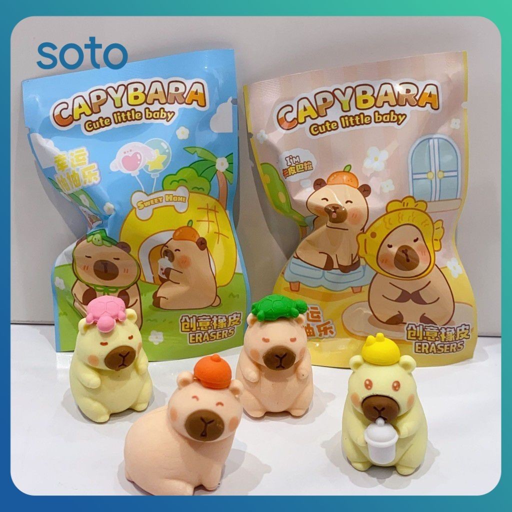 ♫ Capybara Loopy Eraser Dễ Thương Túi Mù Dành Cho Học Sinh Văn Phòng   Phim Hoạt Hình 3d Eraser Scho